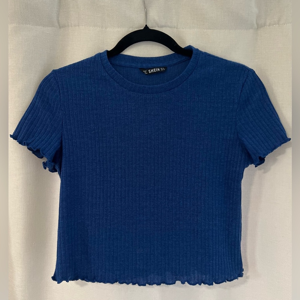 Medium SHEIN ribbed electric blue cropped top